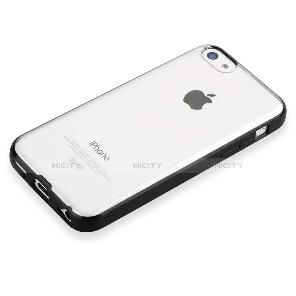 Carcasa Bumper Silicona Transparente Mate T01 para Apple iPhone 5C Negro