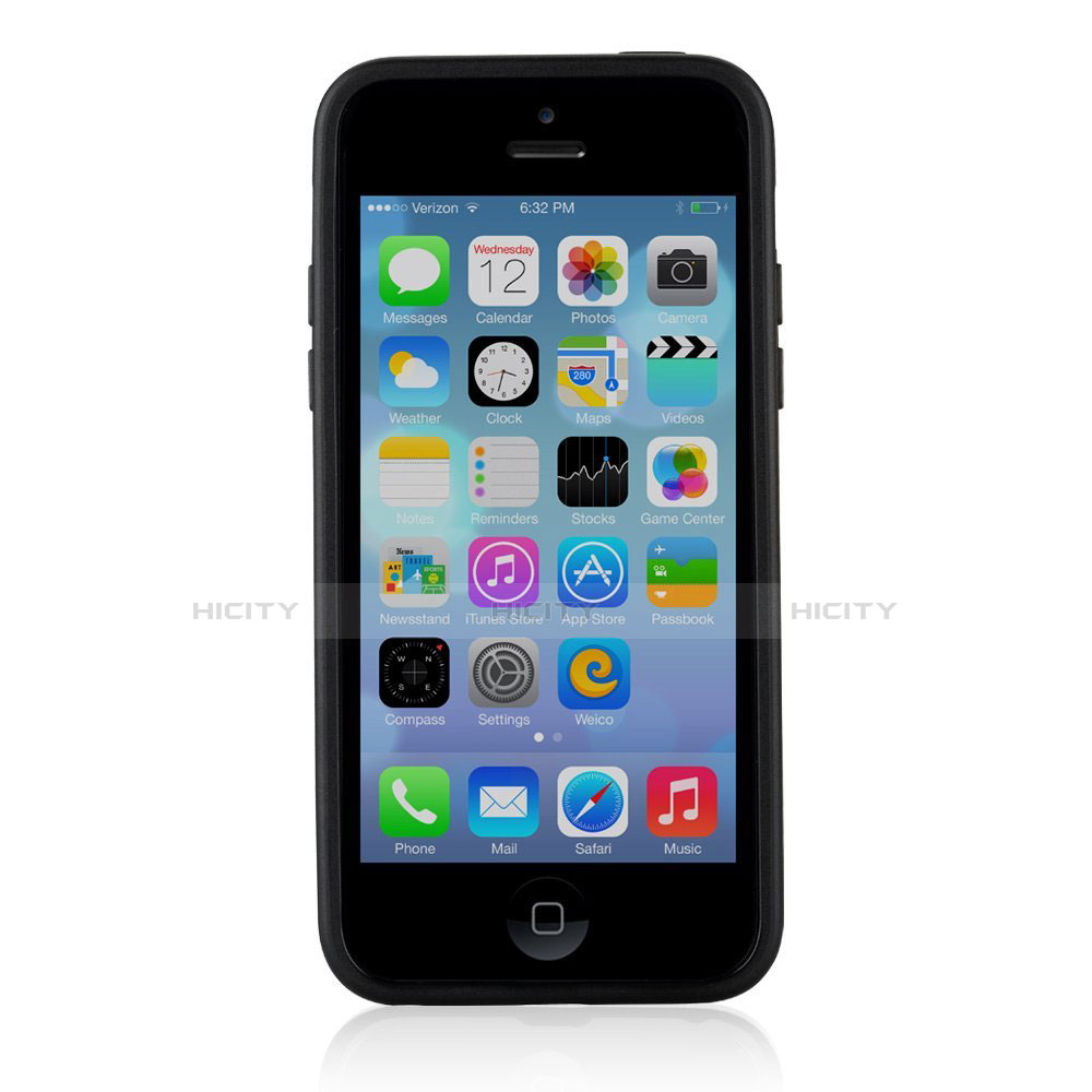 Carcasa Bumper Silicona Transparente Mate T01 para Apple iPhone 5C Negro