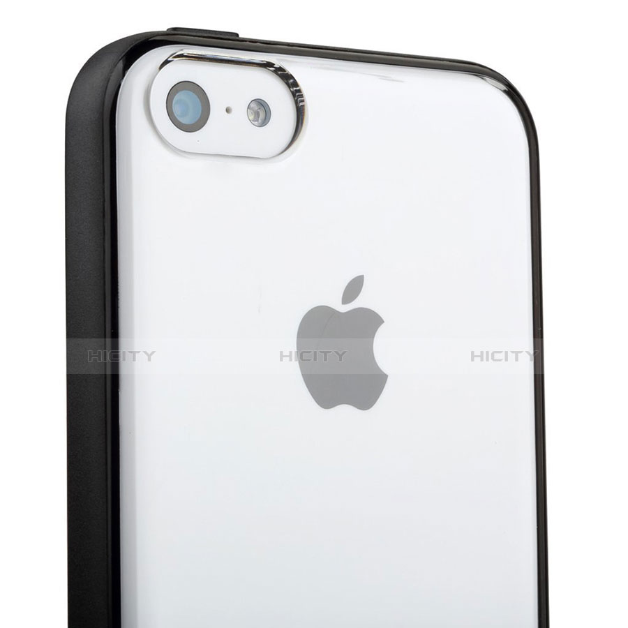 Carcasa Bumper Silicona Transparente Mate T01 para Apple iPhone 5C Negro