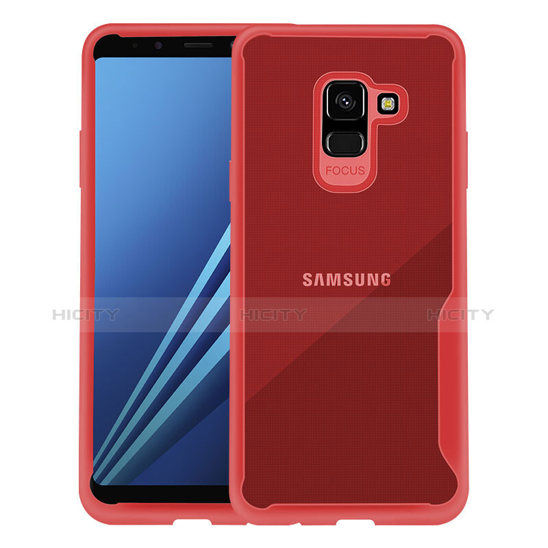 Carcasa Bumper Silicona Transparente para Samsung Galaxy A8+ A8 Plus (2018) A730F Rojo