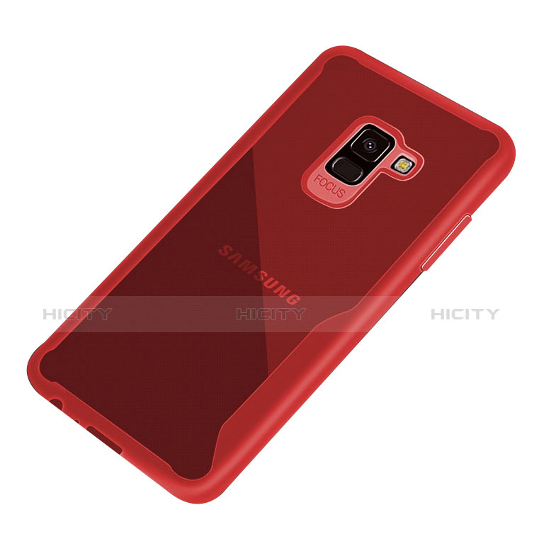 Carcasa Bumper Silicona Transparente para Samsung Galaxy A8+ A8 Plus (2018) A730F Rojo