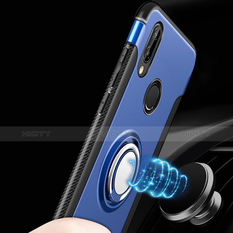 Carcasa Bumper Silicona y Plastico Mate con Anillo de dedo Soporte para Huawei Nova 3i Azul
