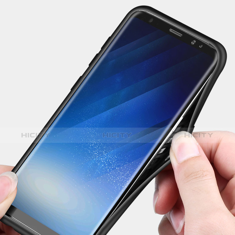 Carcasa Bumper Silicona y Plastico Mate con Anillo de dedo Soporte para Samsung Galaxy S8 Azul