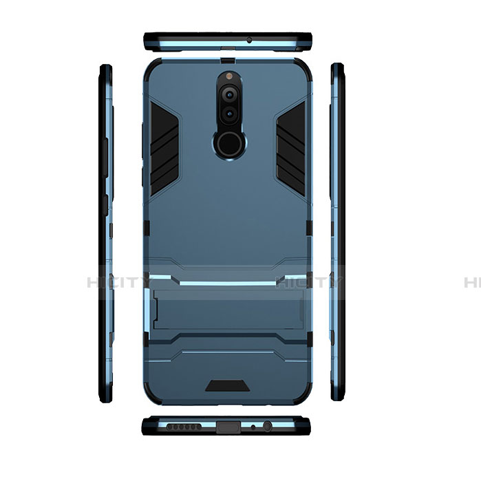 Carcasa Bumper Silicona y Plastico Mate con Soporte para Huawei G10 Azul