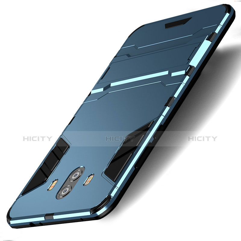 Carcasa Bumper Silicona y Plastico Mate con Soporte para Huawei Mate 10 Azul