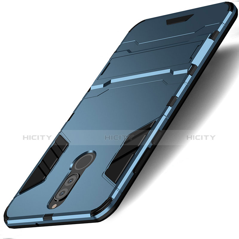 Carcasa Bumper Silicona y Plastico Mate con Soporte para Huawei Mate 10 Lite Azul