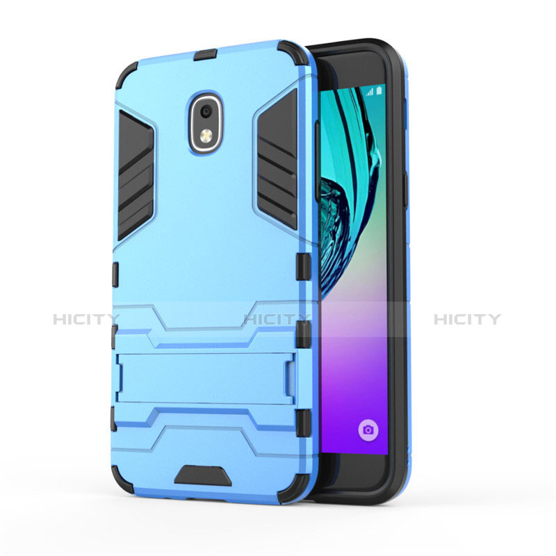 Carcasa Bumper Silicona y Plastico Mate con Soporte para Samsung Galaxy J3 (2018) SM-J377A Azul