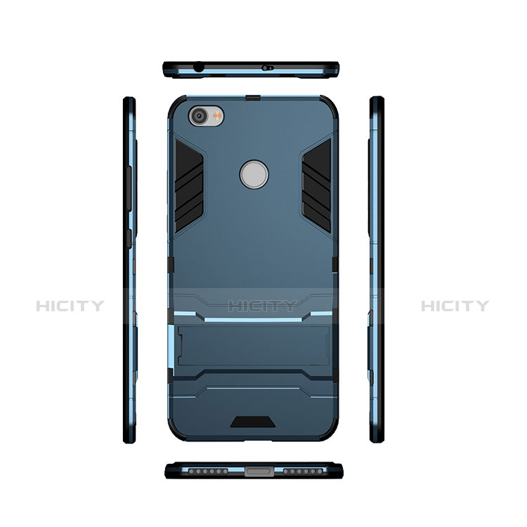 Carcasa Bumper Silicona y Plastico Mate con Soporte para Xiaomi Redmi Note 5A High Edition Azul