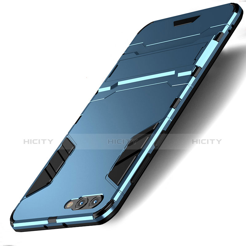 Carcasa Bumper Silicona y Plastico Mate con Soporte R01 para Huawei Honor V10 Azul