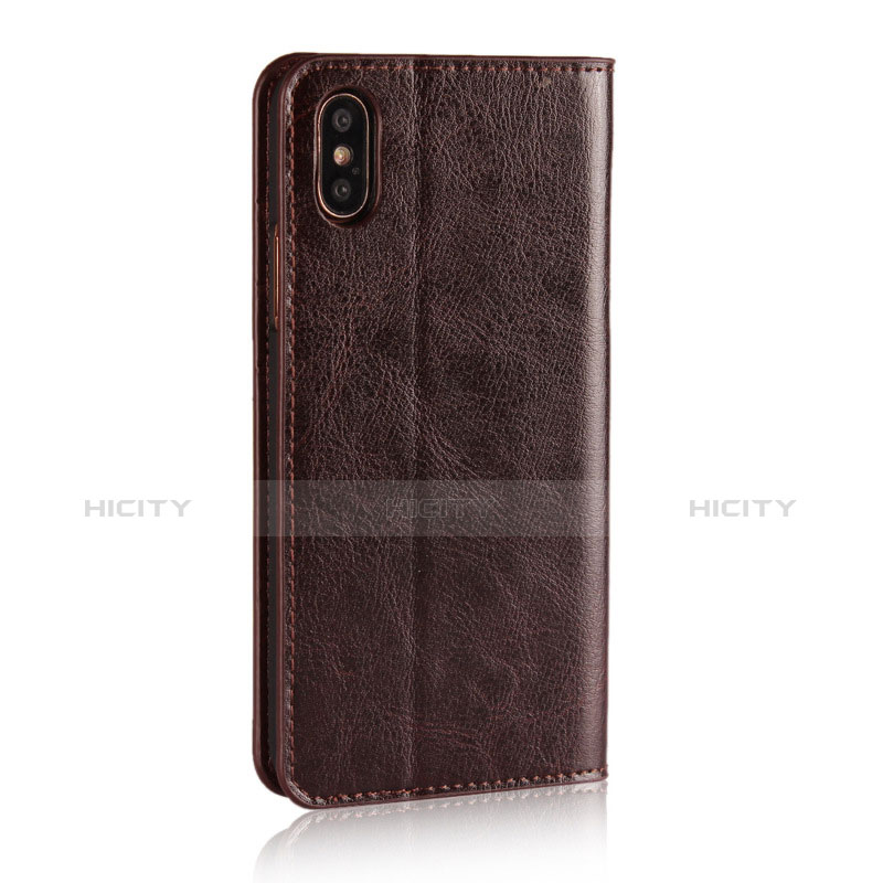 Carcasa de Cuero Cartera con Soporte F01 para Apple iPhone X Marron