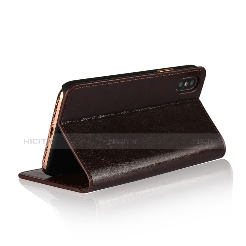 Carcasa de Cuero Cartera con Soporte F01 para Apple iPhone Xs Max Marron