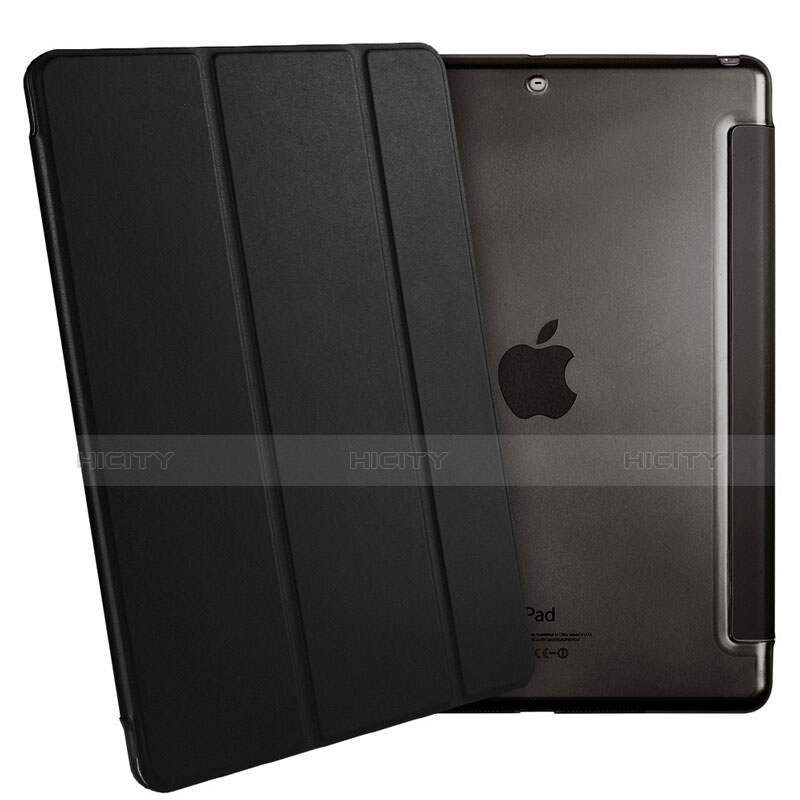 Carcasa de Cuero Cartera con Soporte L01 para Apple iPad Air Negro