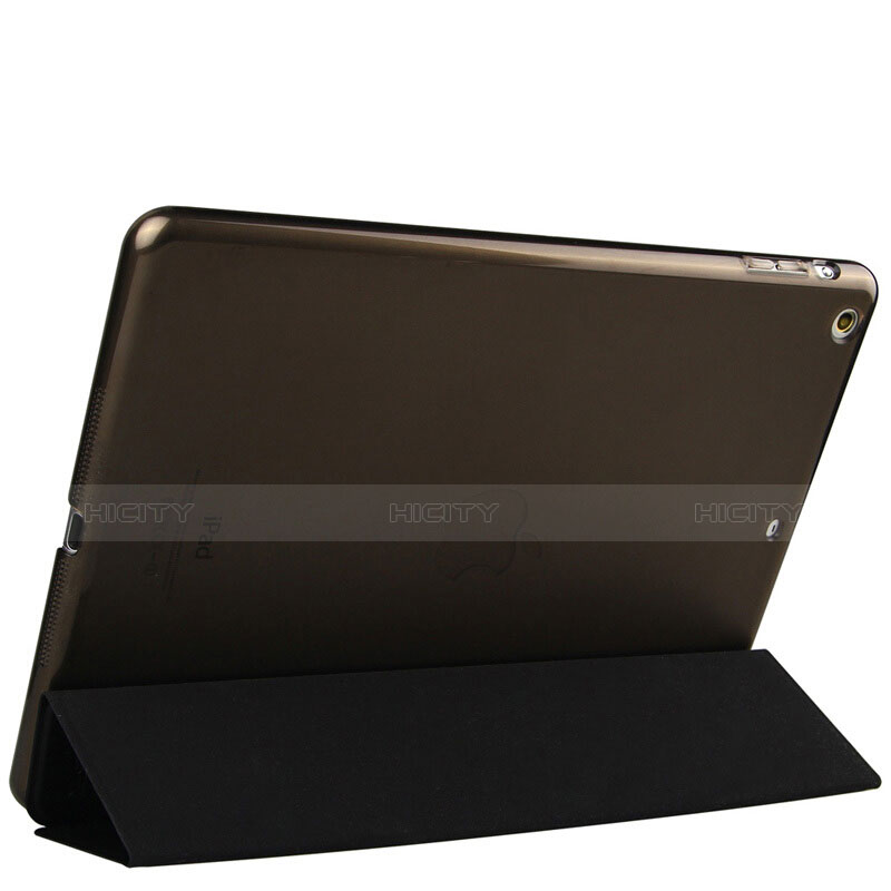 Carcasa de Cuero Cartera con Soporte L01 para Apple iPad Air Negro