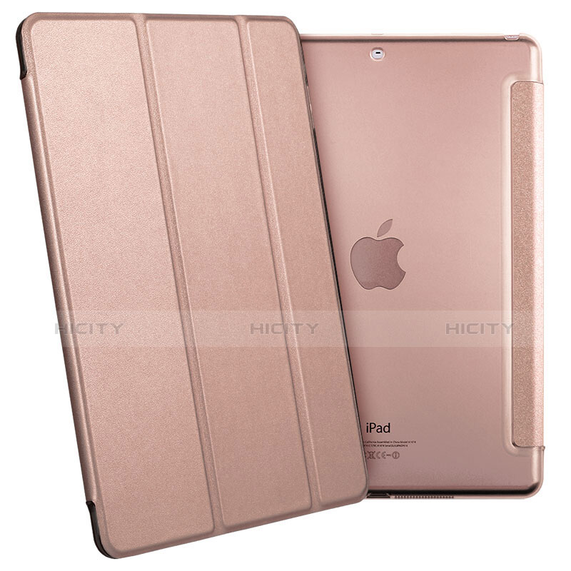 Carcasa de Cuero Cartera con Soporte L01 para Apple iPad Air Oro Rosa