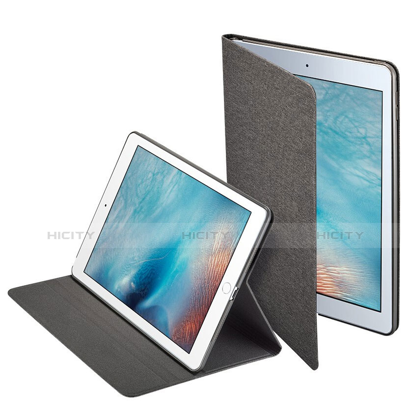 Carcasa de Cuero Cartera con Soporte L01 para Apple iPad Pro 9.7 Negro
