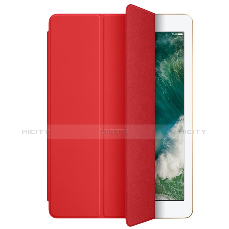 Carcasa de Cuero Cartera con Soporte L01 para Apple New iPad 9.7 (2017) Rojo