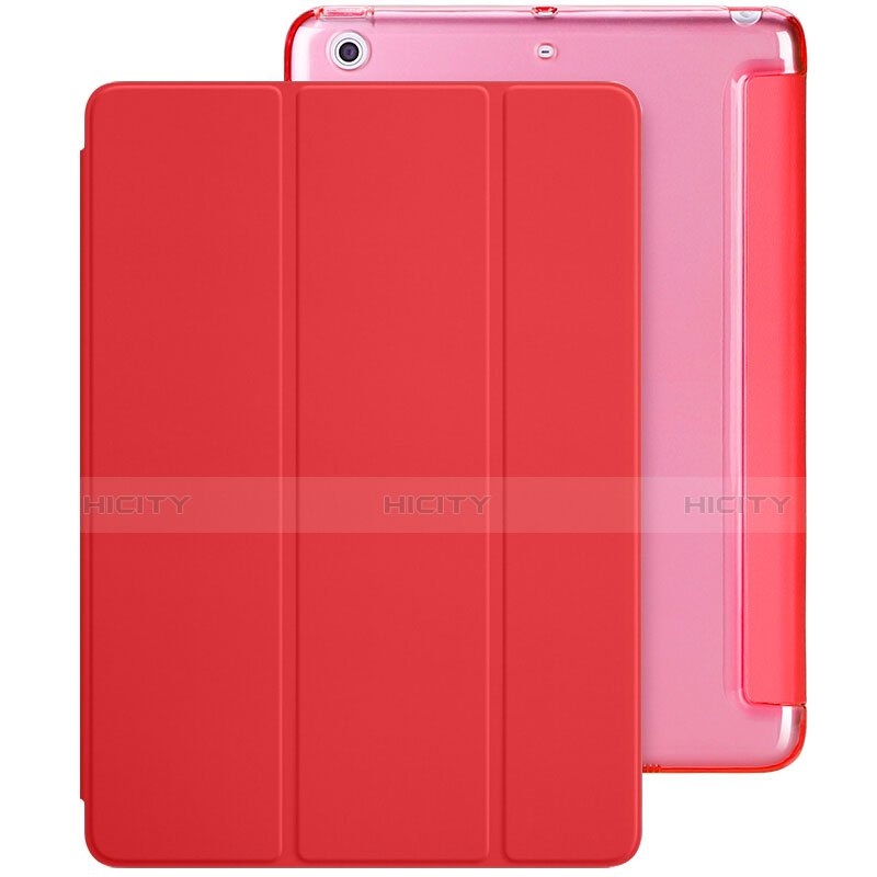 Carcasa de Cuero Cartera con Soporte L01 para Apple New iPad 9.7 (2017) Rojo