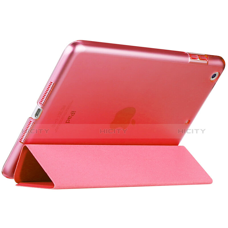 Carcasa de Cuero Cartera con Soporte L01 para Apple New iPad 9.7 (2017) Rojo