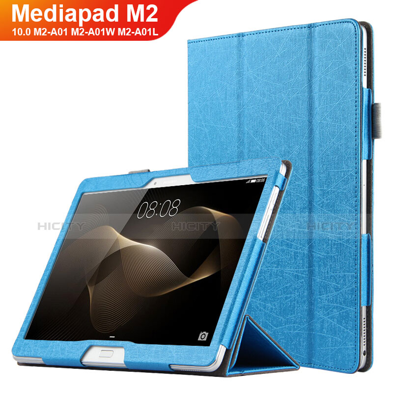 Carcasa de Cuero Cartera con Soporte L01 para Huawei MediaPad M2 10.0 M2-A01 M2-A01W M2-A01L Azul