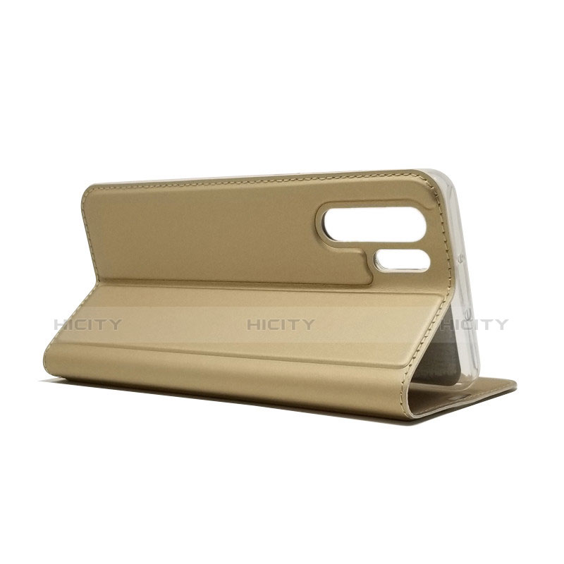 Carcasa de Cuero Cartera con Soporte L01 para Huawei P30 Pro Oro