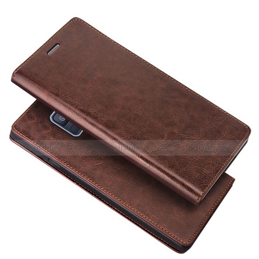 Carcasa de Cuero Cartera con Soporte L01 para Samsung Galaxy A6 (2018) Dual SIM Marron