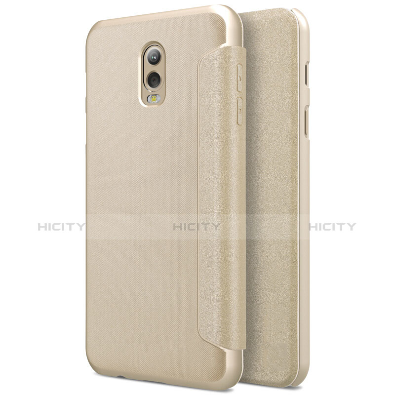 Carcasa de Cuero Cartera con Soporte L01 para Samsung Galaxy C8 C710F Oro