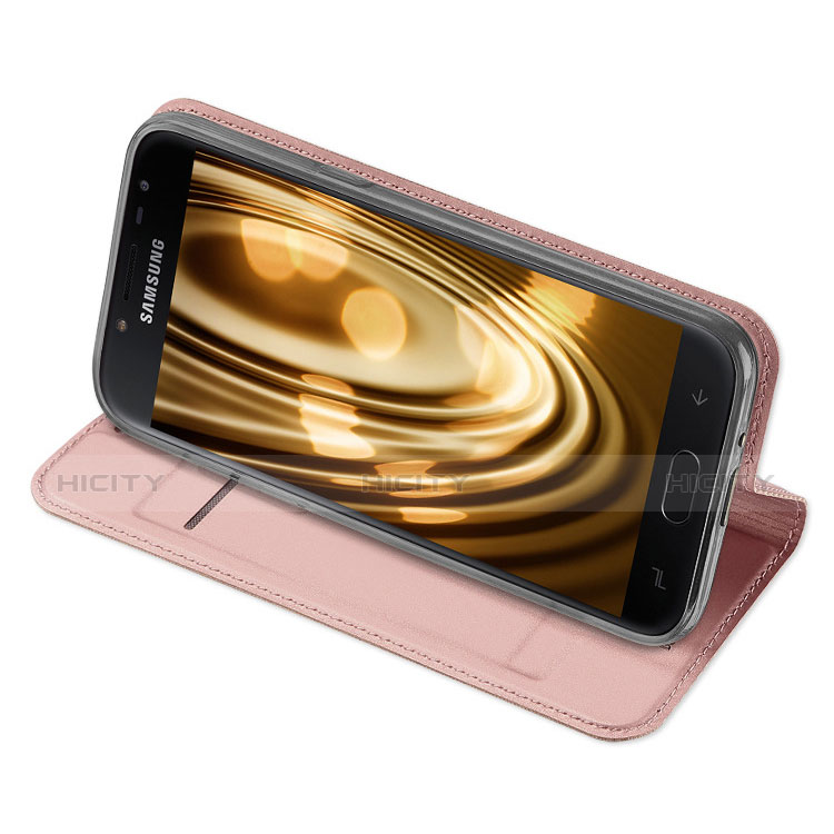 Carcasa de Cuero Cartera con Soporte L01 para Samsung Galaxy J2 Pro (2018) J250F Oro Rosa