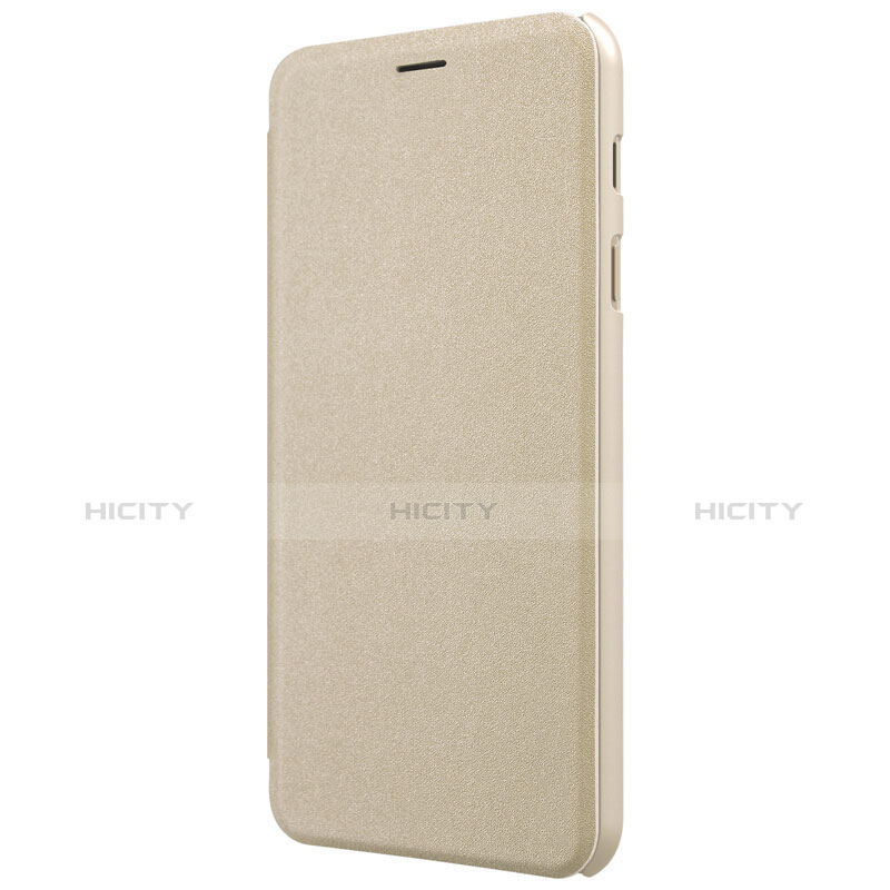 Carcasa de Cuero Cartera con Soporte L01 para Samsung Galaxy J7 Plus Oro