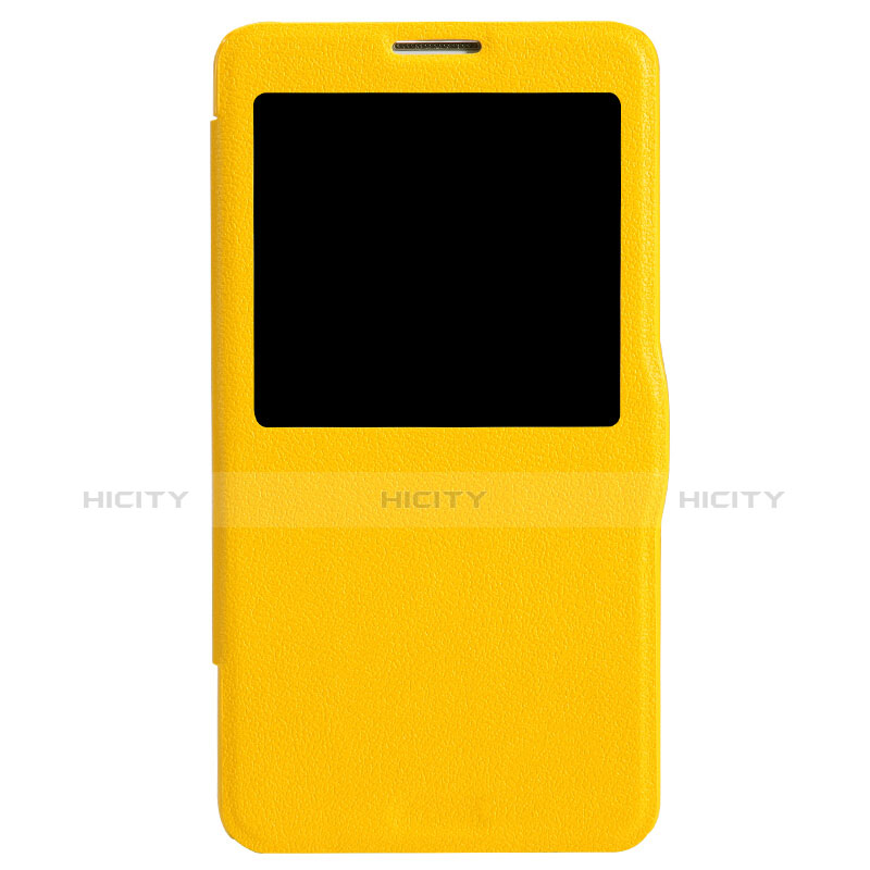 Carcasa de Cuero Cartera con Soporte L01 para Samsung Galaxy Note 3 N9000 Amarillo