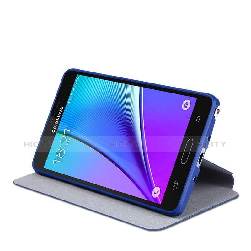 Carcasa de Cuero Cartera con Soporte L01 para Samsung Galaxy Note 4 Duos N9100 Dual SIM Azul