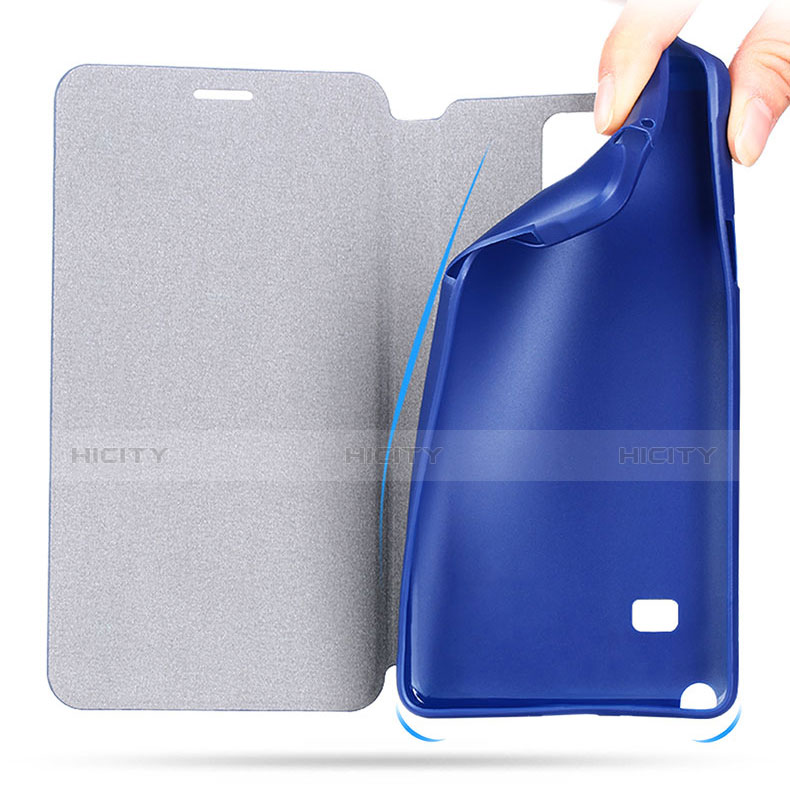 Carcasa de Cuero Cartera con Soporte L01 para Samsung Galaxy Note 4 SM-N910F Azul