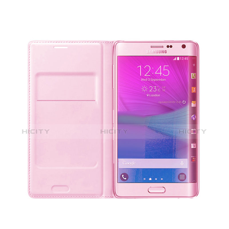 Carcasa de Cuero Cartera con Soporte L01 para Samsung Galaxy Note Edge SM-N915F Rosa