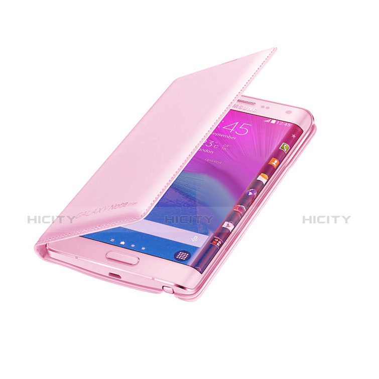 Carcasa de Cuero Cartera con Soporte L01 para Samsung Galaxy Note Edge SM-N915F Rosa