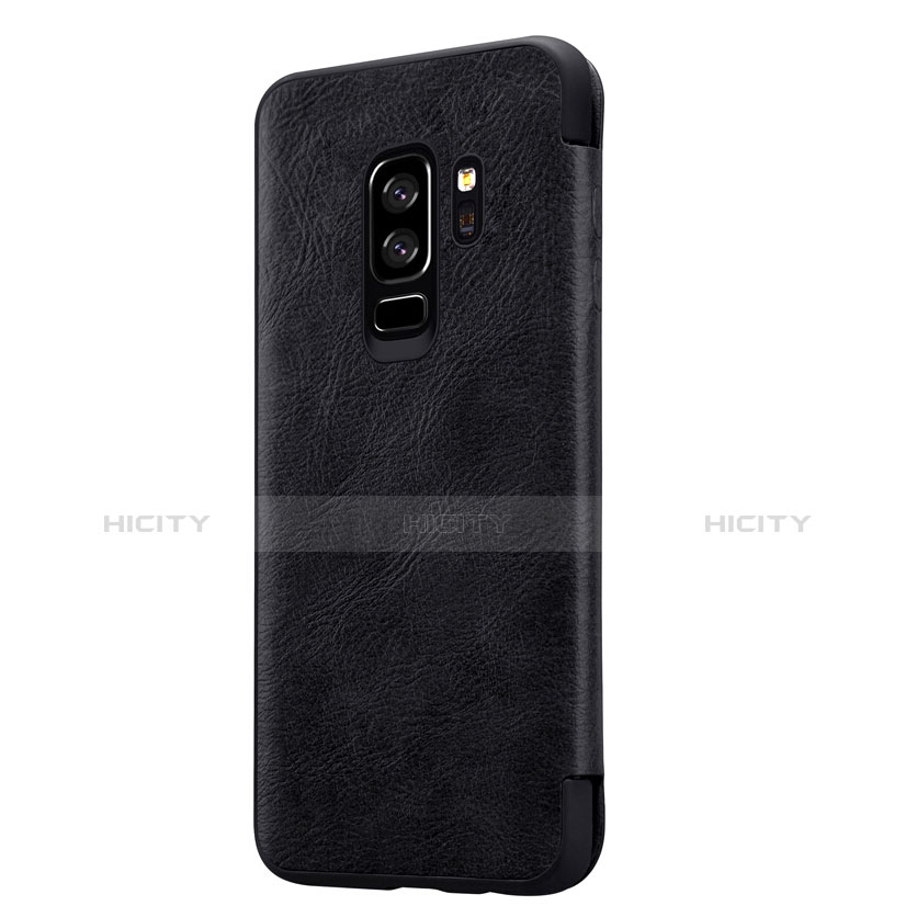 Carcasa de Cuero Cartera con Soporte L01 para Samsung Galaxy S9 Plus Negro