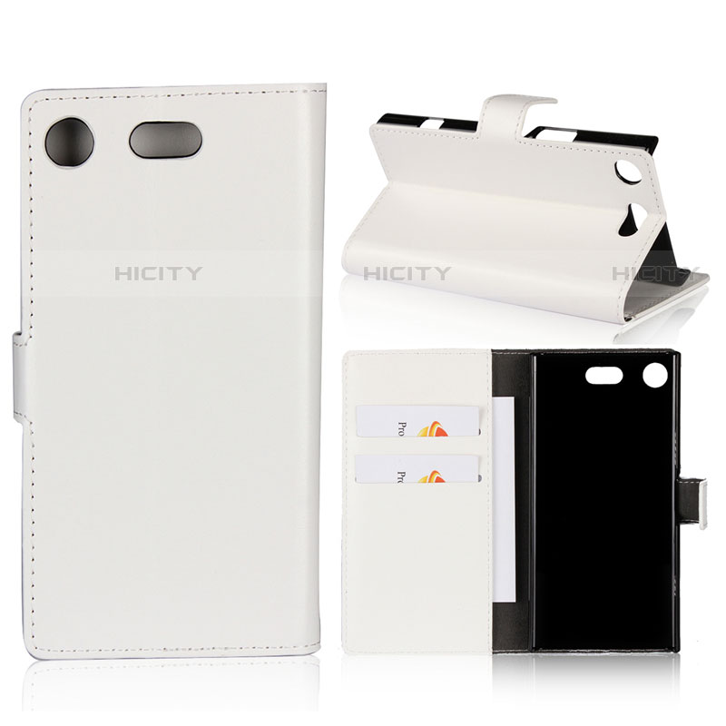 Carcasa de Cuero Cartera con Soporte L01 para Sony Xperia XZ1 Compact Blanco