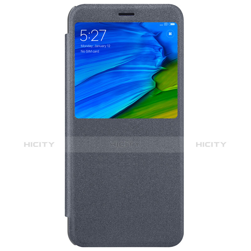 Carcasa de Cuero Cartera con Soporte L01 para Xiaomi Redmi Note 5 Gris