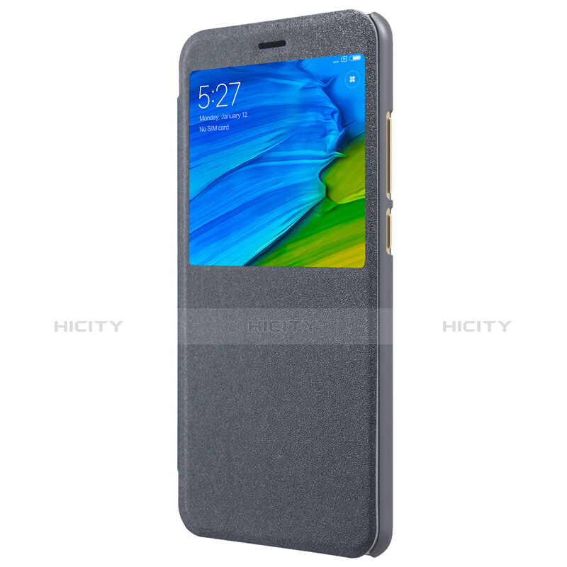 Carcasa de Cuero Cartera con Soporte L01 para Xiaomi Redmi Note 5 Pro Gris