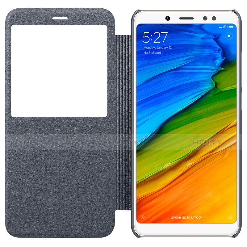 Carcasa de Cuero Cartera con Soporte L01 para Xiaomi Redmi Note 5 Pro Gris