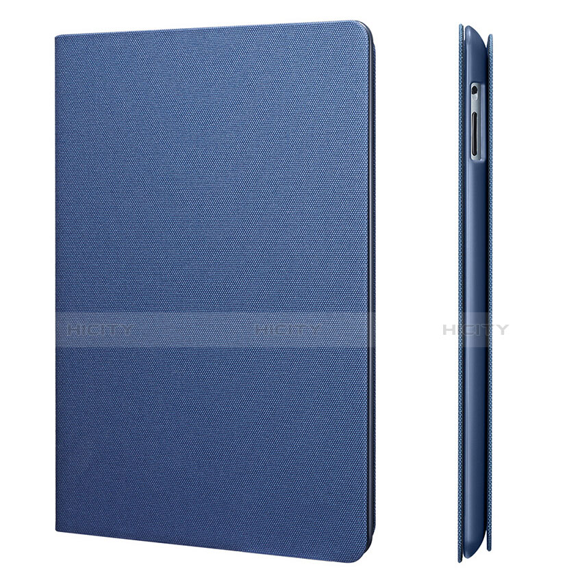Carcasa de Cuero Cartera con Soporte L02 para Apple iPad 3 Azul