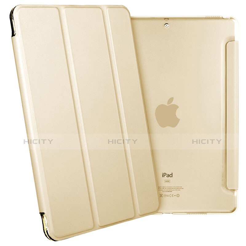 Carcasa de Cuero Cartera con Soporte L02 para Apple iPad Pro 10.5 Oro