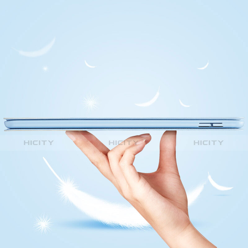 Carcasa de Cuero Cartera con Soporte L02 para Apple New iPad 9.7 (2017) Azul Cielo