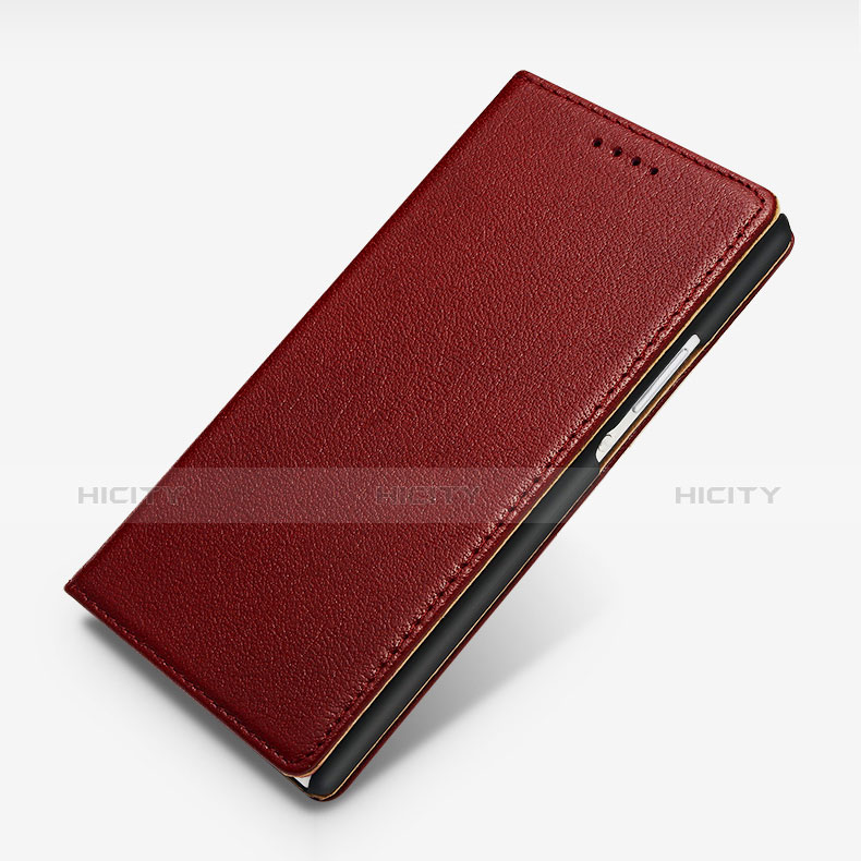 Carcasa de Cuero Cartera con Soporte L02 para Huawei Ascend P7 Rojo