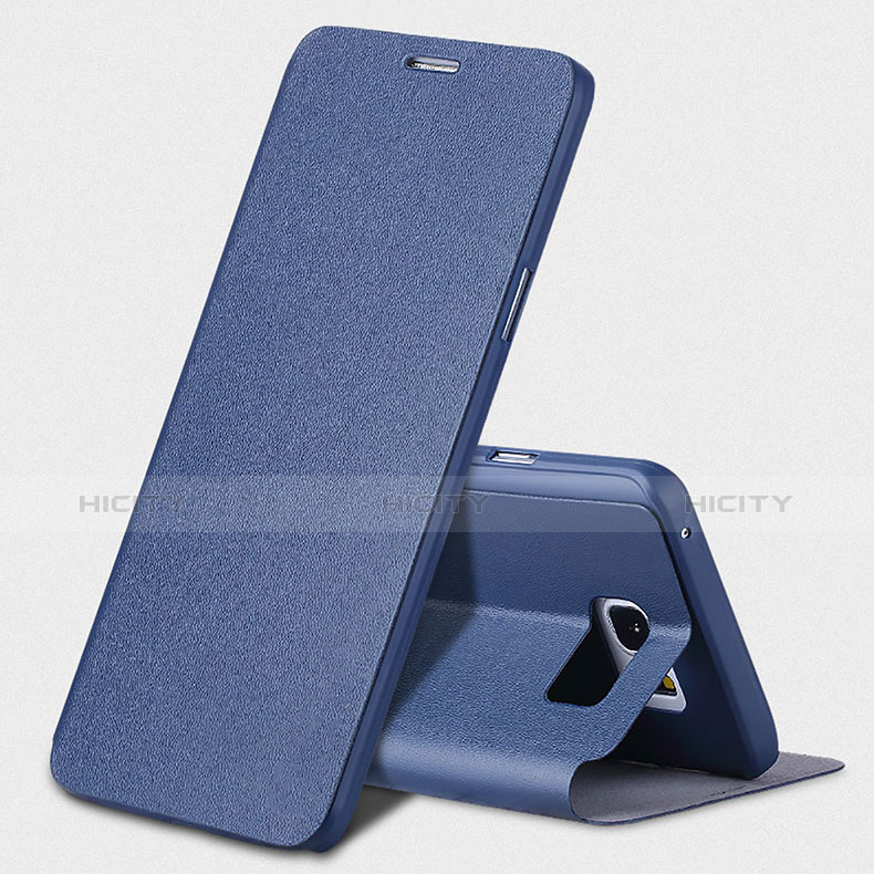 Carcasa de Cuero Cartera con Soporte L02 para Samsung Galaxy Note 5 N9200 N920 N920F Azul