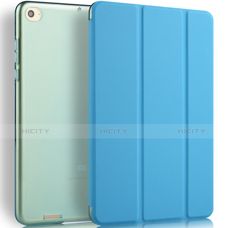Carcasa de Cuero Cartera con Soporte L02 para Xiaomi Mi Pad 2 Azul