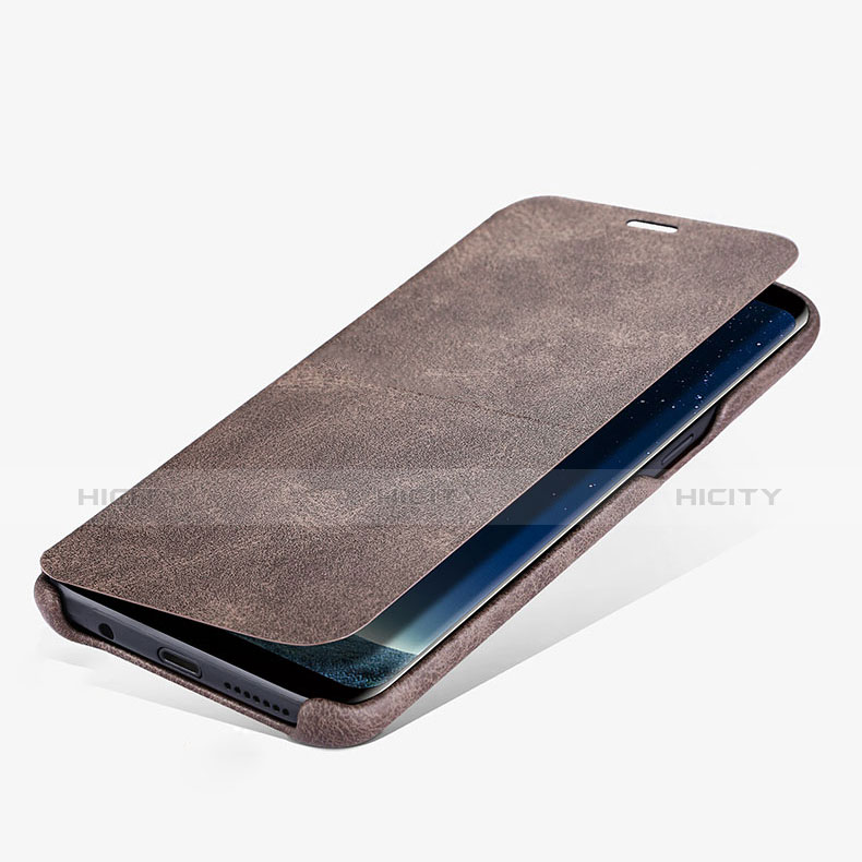 Carcasa de Cuero Cartera con Soporte L03 para Samsung Galaxy S8 Marron