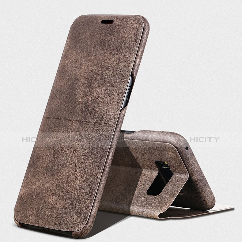 Carcasa de Cuero Cartera con Soporte L03 para Samsung Galaxy S8 Plus Marron