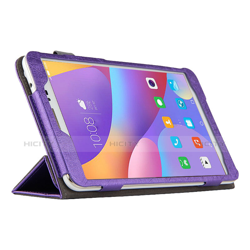 Carcasa de Cuero Cartera con Soporte L04 para Huawei Honor Pad 2 Morado