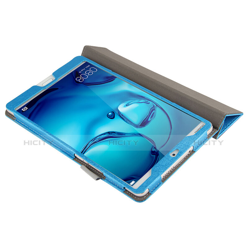 Carcasa de Cuero Cartera con Soporte L04 para Huawei Mediapad M3 8.4 BTV-DL09 BTV-W09 Azul