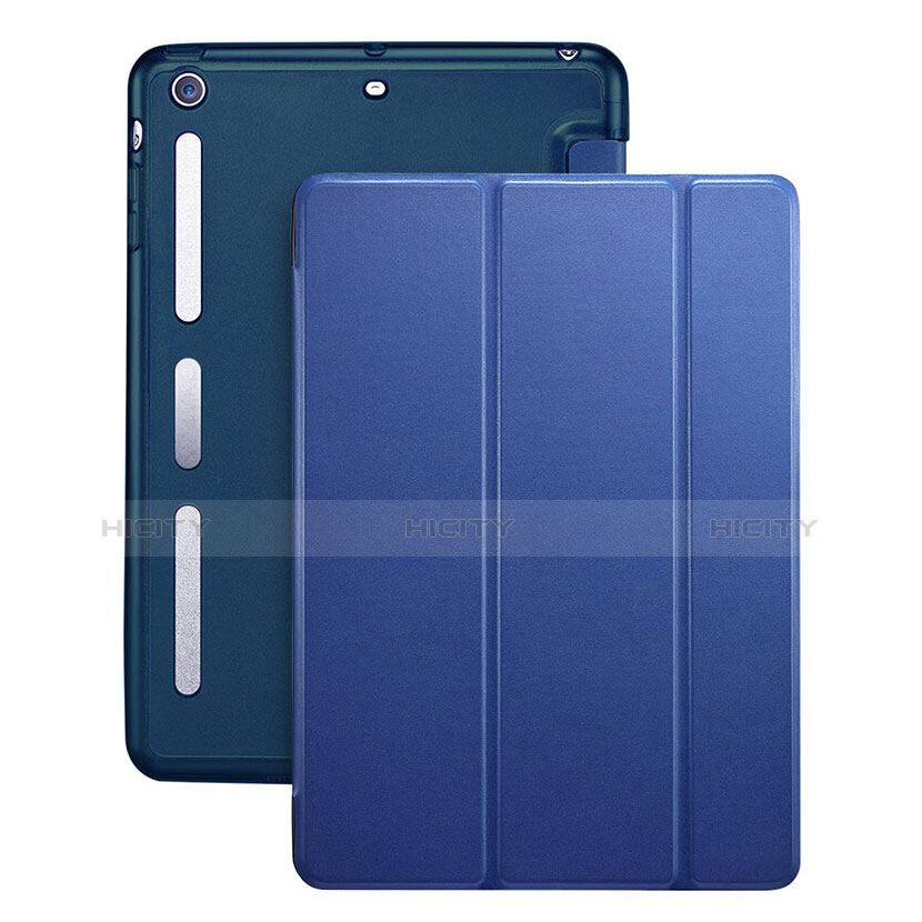 Carcasa de Cuero Cartera con Soporte L05 para Apple iPad Mini 2 Azul