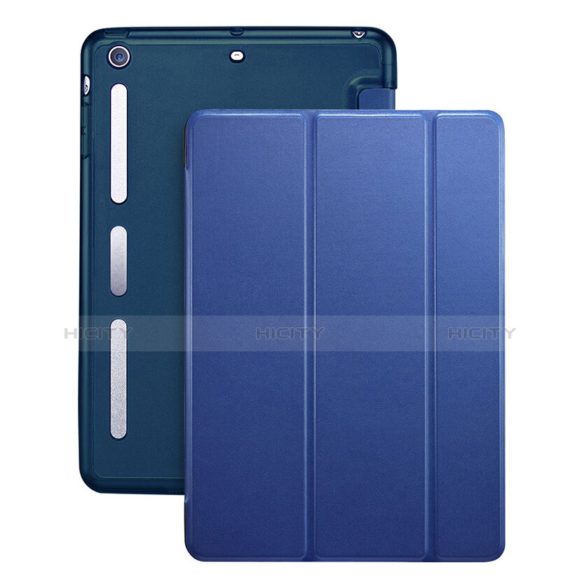 Carcasa de Cuero Cartera con Soporte L05 para Apple iPad Mini 3 Azul